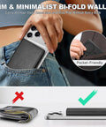 MagSafe Wallet For Men Women With 6 Card Slots And RFID Blocking Clear ID Window PU Leather Folio Magnetic Phone Wallet For iPhone 12 Through 17 Series Black For Daily Use in jeans pocket