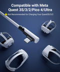 Long USB 3.0 Link Cable for Meta Quest 3 3S 2 and Pico 4 16 Feet Connect Your Headset to PC for SteamVR and PC VR Fast Wired Performance Not for Charging, USB-C cable with VR headsets