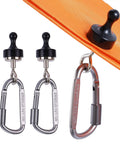 Heavy Duty Magnetic Hook Set For Canopies And Tents With Carabiner Hangers Neodymium Magnets 11 Lbs Load in use on orange fabric