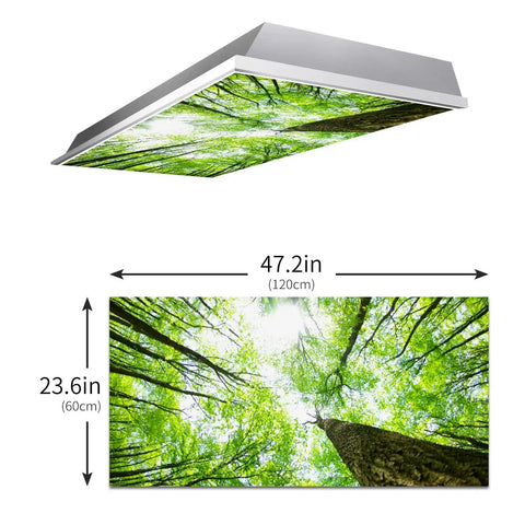 2x4 Fluorescent Light Covers Backlit Film For Classrooms And Offices Easy Install Brighten Your Space Improve Focus And Reduce Headaches Sensory Friendly Fits Standard Fluorescent Fixtures Giant Trees, showing tree canopy design with dimensions 47.2 x 23.6 inches.