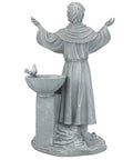 Saint Francis Of Assisi Garden Statue With Bird Bath Feeder For Outdoor Yard Art 19 Inch Cast Stone Resin In Gray Stone Finish