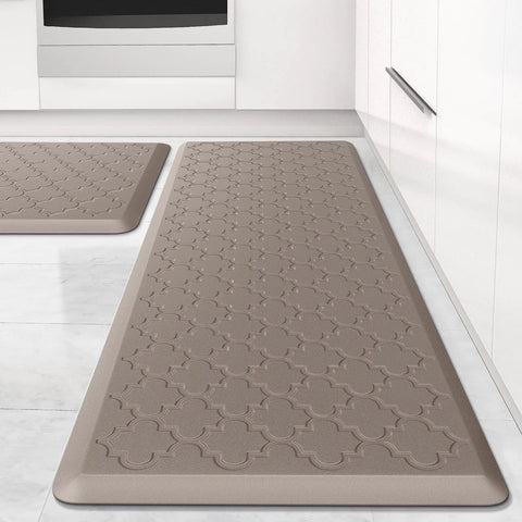 Anti Fatigue Kitchen Mat Cushioned Comfort Floor Mat 2 Pack Water Resistant Non Slip Ergonomic Standing Rug For Kitchen Floor Office Sink Laundry Khaki