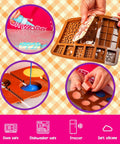 Totally Fun Chocolate Making Kit For Kids With Candy Bar Molds Lolly Sticks And Wrappers A Fun Creative Activity For Girls Ages 8 And Up A Sweet Birthday Gift At Home showing silicone candy bar molds and hands using chocolate tools