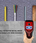 Heavy Duty 4 In 1 Electronic Stud Finder And Wall Scanner with wires and wood in background for detecting hidden structures.
