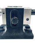 Front view of Beefy Adjustable Single Bolt Lathe Tailstock For 3In And 4In Regular And Tilting Rotary Tables, with cast iron body.