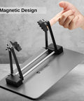 Magnetic Adjustable Circuit Board Holder With 360 Degrees Rotating Clamps on metallic base, hand adjusting clamp feature