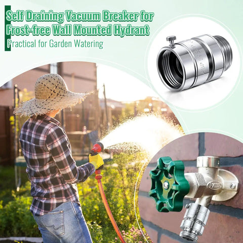 Self Draining Vacuum Breaker For Hose Backflow Prevention Hassle Free, Compatible With Arrowhead Brass PK1390 in garden use