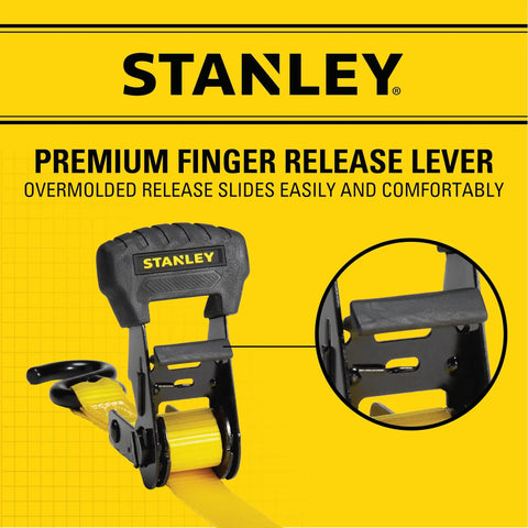 Heavy Duty 1 Inch By 14 Foot Ratchet Tie Down Straps With 3,000 Pound Break Strength And 1,000 Pound Safe Working Load, ergonomic handle.