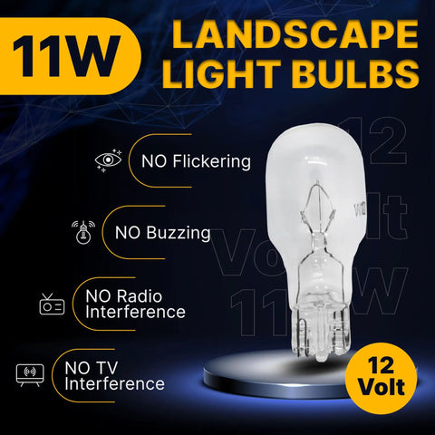 Low Voltage Landscape T5 Wedge Bulbs 12V 11W Pack Of 10 Clear For Malibu Lights Garden Deck Yard Lighting display.