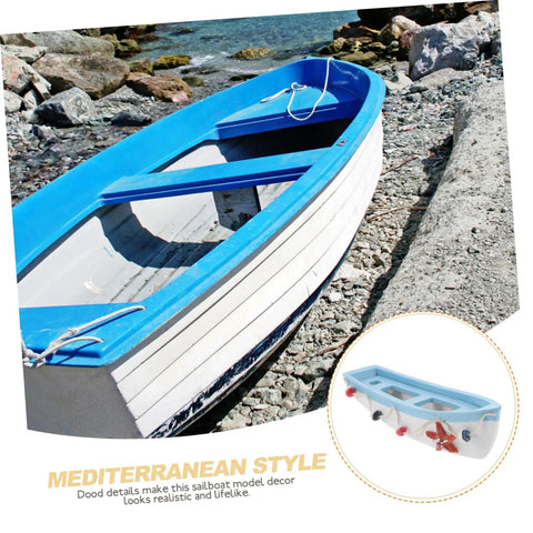 Mediterranean Style RC Sailboat Ornament Wooden Sailing Boat Model For Home Decor Desk Tabletop Decor Nautical Vibe