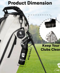 Image of a Water Powered Golf Club Brush Cleaner With Heavy Duty Retractable Clip Squeeze Bottle attached to a golf bag.