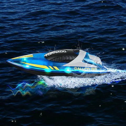 Remote Control Boat for Pools and Lakes Perfect Racing Boat for Kids and Adults LED Night Light 2 Rechargeable Batteries