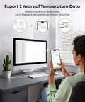 WiFi Refrigerator Thermometer With Freezer Alarm and Remote Temperature Monitoring Dope App Alerts Email Buzzer Power Outage Alerts Pass Through Outlet Hub Two Sensors Ultra Flat Probe for Home Kitchen data export on phone and computer