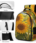 Dope Sunflower Field Oil Painting Backpack For Everyday Use Unisex Large Capacity Daypack with durable zippers and side pockets