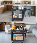 Heavy Duty Rolling Tool Cart Two Tier With Locking Casters, 500 Lb Capacity, Durable PP Construction, Mobile Workshop Organizer For Tools And Supplies, Top Shelf 31x17x4 In, Bottom Shelf 30x16x4 In, in kitchen and living room use