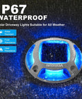 8 Pack Solar Dock Lights White Blue Two Color Switchable For Driveways Decks Paths And Docks Waterproof Marine Grade Outdoor LED Marker Lights Saltwater Resistant