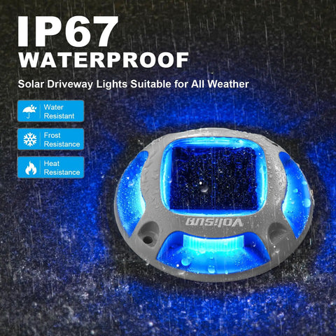 8 Pack Solar Dock Lights White Blue Two Color Switchable For Driveways Decks Paths And Docks Waterproof Marine Grade Outdoor LED Marker Lights Saltwater Resistant