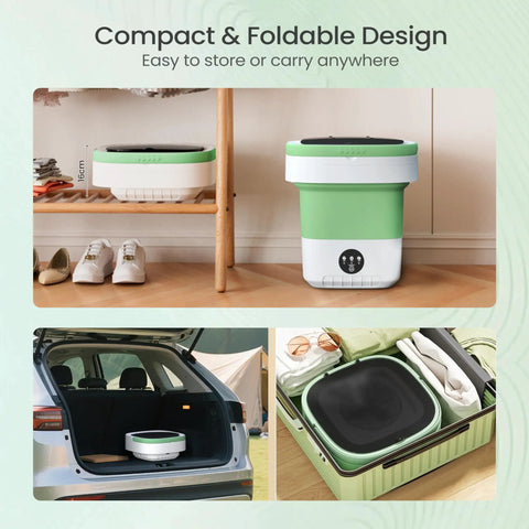 No Sweat Compact Laundry Setup With Smart Blue Light Wash And Turbo Spin Basket For Spotless Baby Clothes Intimates Socks Gray Portable Washing Machine 20 Liter Mini Washer, compact foldable design for easy storage.