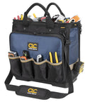 Heavy Duty Pro Grade Tech Tool Bag With Molded Base And Multi-Compartment 17 Inch Carrier Black Blue For Power Tools Bits Wrenches