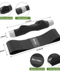 2 In 1 Golf Grip Trainer And Swing Stabilizer With Arm Band For Correct Grip And Arm Positioning Fixes Grip Posture And Locks Elbow For Consistent Shots Pro Level Golf Accessory For Men And Women, shown with silicone and plastic material, dimensions labeled.