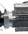 No Nonsense Workhorse 2 HP Hydraulic Power Unit Single Phase Pump Pack with pressure adjustment details and tank drain plug.