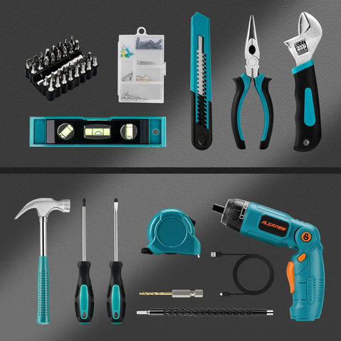 124 Pcs 4V Cordless Screwdriver Tool Kit Set With 6 Plus 1 Torque Settings Adjustable 3 Position 4Nm Electric Screwdriver