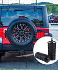 Rear view of Jeep Wrangler with Four Pack Spare Tire Bump Stop Kit for Jeep Wrangler JK JL 2007 to 2024, polyurethane stabilizers
