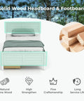 Solid Wood Twin Platform Bed With Two Smooth Rolling Storage Drawers And A Clean White Headboard, showing headboard and footboard details.