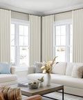 Cream Blackout Curtains With Matte Polished Finish And Pinch Pleat Linen Texture For Bedroom Floor To Ceiling Fit On Windows