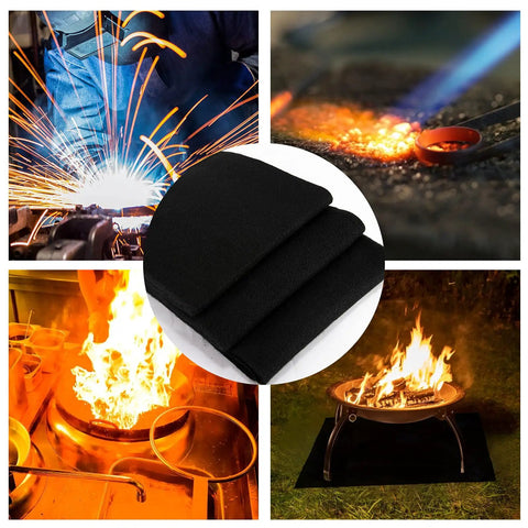 Six Pack Heavy Duty Fire Resistant Welding Blankets 20 x 20 Inches Carbon Felt Soldering Mat Set for heat shield use.
