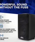 350W 8 Inch Powered PA Speaker With Bluetooth And 2 Channel Mixer For Mobile DJs And Musicians in rugged enclosure