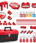All In One Lockout Tagout Kit With Ball Valve Lockout, Valve Lockout, Steel Cable Lockout, Gas Source Lockouts, and Tool Box