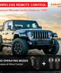 Jeep equipped with Beast 20,000 Lbs Heavy Duty Electric Winch 12V DC IP68 Waterproof for off-road recovery.