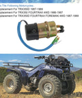 Fuel Pump Replacement For Honda TRX350 FourTrax Foreman 4x4 1986 Through 1989, 12V metal pump with original connectors shown.
