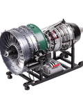 One-Tenth Scale Twin Spool Turbofan Engine Model Kit That Actually Runs With Metal CNC Finish, side view showing detailed parts.