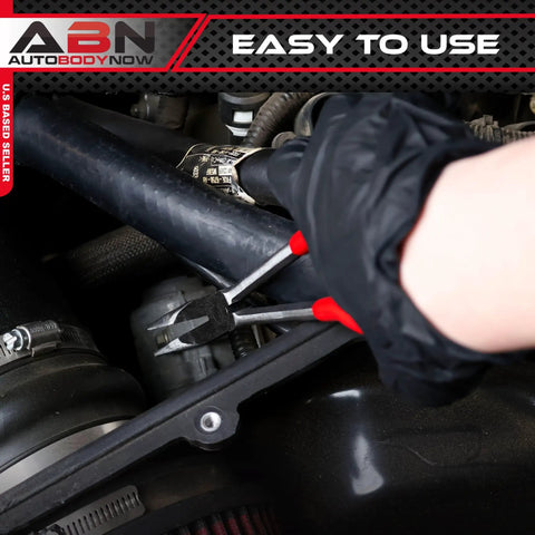 11 Inch Pliers Set 8 Piece With Long Reach Circle Nose Pliers Power Diagonal Cutting in use for automotive repair