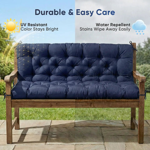 60 Inch Waterproof Porch Swing Cushions For 2 To 3 Seaters on outdoor bench with UV resistant, water repellent features
