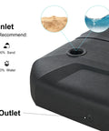 Close-up of Beefy Heavy Duty Patio Umbrella Base With Cross Base Included, Water And Sand Filled To 330 Lbs, showing inlet details.