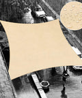 Beige 9.5 Foot By 9.5 Foot Square Shade Sail Canopy Waterproof Outdoor Sun Shade For Backyard Patio Garden Carport With 95 Percent UV Blockage