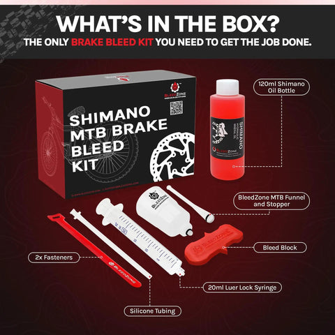 Hydraulic Brake Bleed Kit With 120ml Mineral Oil For Shimano Disc Brakes And MTB Bikes includes syringe, funnel, tube, and connectors