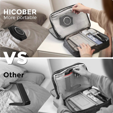 Comparison of Hicober and other Three-In-One Wireless Charging Dock for iPhone 17 16 15 14 13, Apple Watch, AirPods, highlighting portability