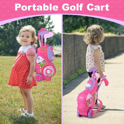 Toddler Golf Set For Boys And Girls Ages 2 3 4 With Upgraded Kids Golf Cart in Pink