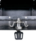 Close-up of chrome alloy tempered steel hook cam of Street Safe Locking Mailbox with Rear Access Door for Safe Mail and Parcels.