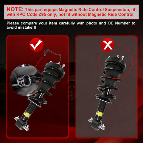 Cadillac Escalade Front Magnetic Strut Shock Assembly Pair for 2015 to 2020 Models Also Fits Chevy Tahoe Suburban Silverado GMC Sierra 1500 Yukon XL Replaces 84176631 84977478 Heavy Duty Suspension Upgrade shown with fitting instructions