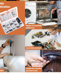 Hardworking 500 Piece Set Screw Kit With 25 Sizes Metric And SAE For Everyday Repairs shown with various applications.