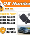 Premium Battery Current Sensor Straight Up Compatible With Honda Accord 2013 Through 2017 And Acura Rlx 2014 Through 2017 Direct Fit Replacement 38920 T2A A02 with OE part numbers.