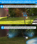 Multicolor Solar Spot Lights Outdoor 100LED with 3.5W Panel Powers Two 40LED Color Changing Spots IP68 Waterproof 9 Lighting Modes setup