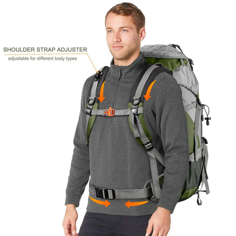 Waterproof 50L Hiking Backpack With Rain Cover Lightweight 45 Plus 5 Liter Daypack For Camping And Backpacking Durable Zippers