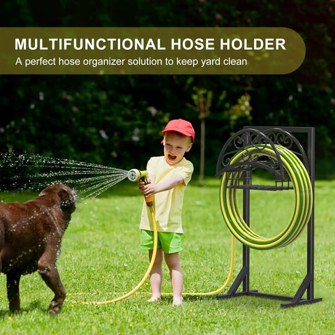 Heavy Duty Garden Hose Holder With Storage Basket For Outdoor Use Detachable And Super Stable Water Hose Holder Supports 160 Feet Of Hose