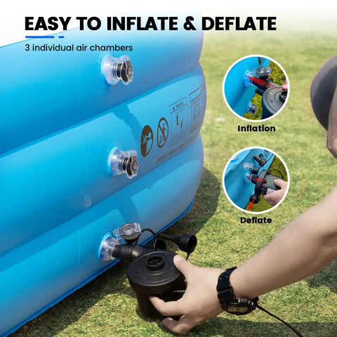 Massive Family Inflatable Pool With Pump 130 Inch Long 72 Inch Wide 22 Inch Deep For Adults Easy Blow Up Pool For Garden setup